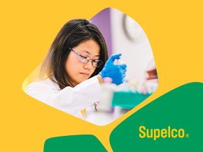 Yellow background with green Supelco brand on top left.