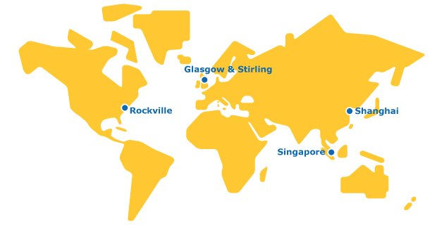 CTS Map of Glasgow, Rockville Singapore & Shanghai CTDMO map