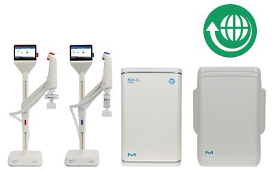 Milli-Q IQ 7003 water system and icon for Greener Alternative Products