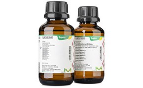 Two amber glass bottles with white labels, featuring black text and green accents, capped with black lids, against a white background, typically used for pharmaceuticals or chemical reagents. Aquastar® Reagents for Coulometric Karl Fischer Titration Two amber glass bottles with white labels, featuring black text and green accents, capped with black lids, against a white background, typically used for pharmaceuticals or chemical reagents. Aquastar® Reagents for Coulometric Karl Fischer Titration