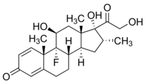 The image is a black and white diagram showcasing a complex chemical structure. It features multiple interconnected rings and chains, with atoms such as oxygen, hydrogen, fluorine, and carbon distinctly labeled