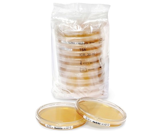 Agar settle plates for passive air monitoring.