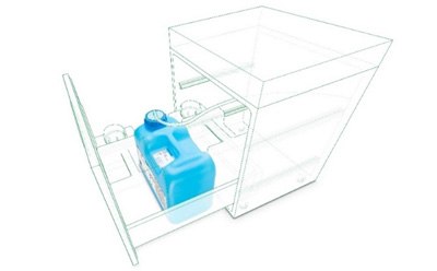 Extran<sup>®</sup> lab leaning detergents 5l canister Extran® canister in the drawer of the machine dosing unit