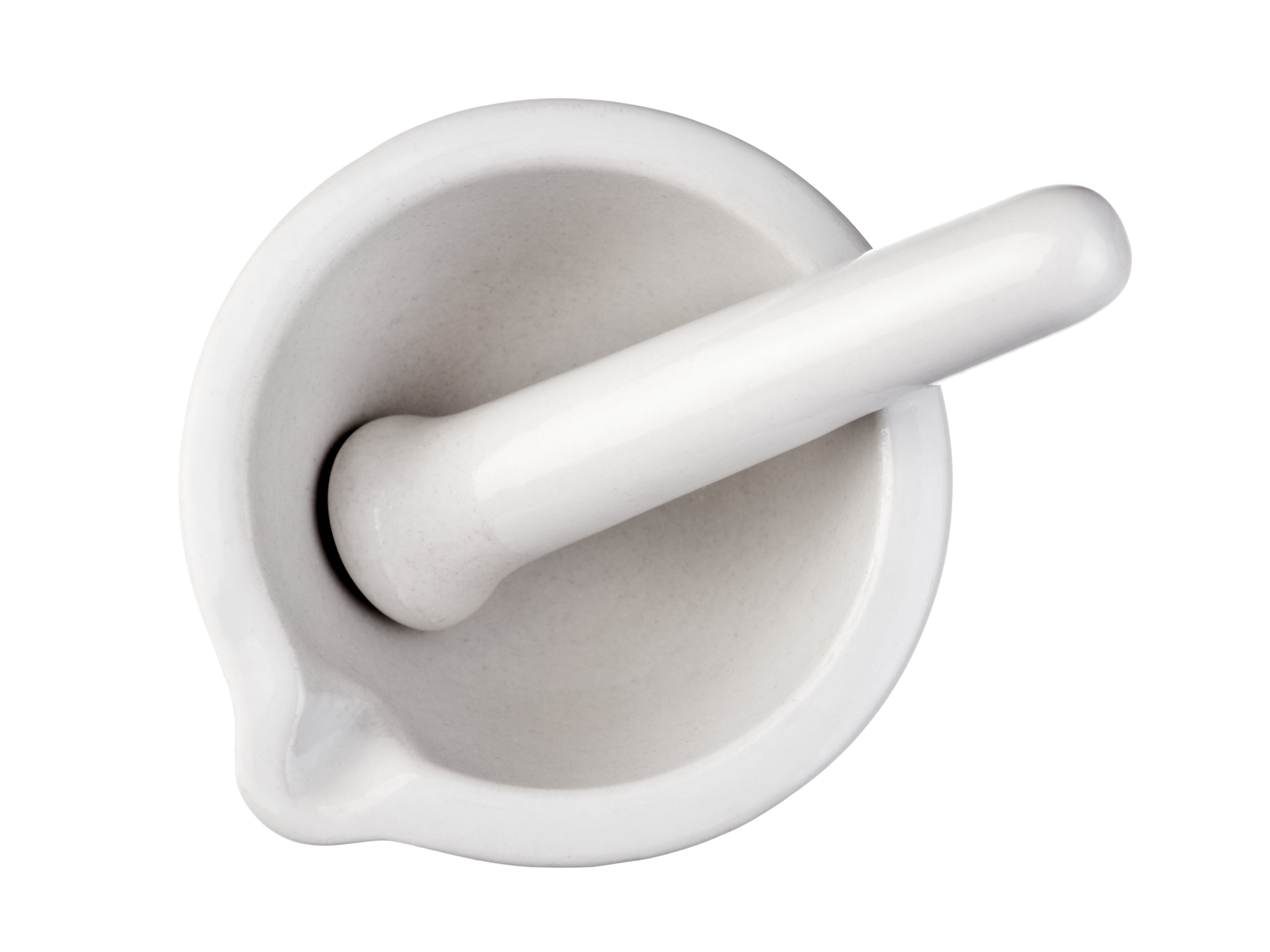 Lab mortar and pestle for grinding samples.