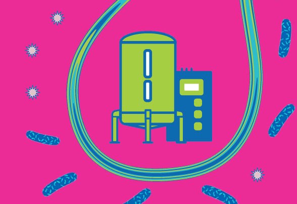 Graphic of filter preventing microorganisms from entering a bioreactor Graphic of filter preventing microorganisms from entering a bioreactor