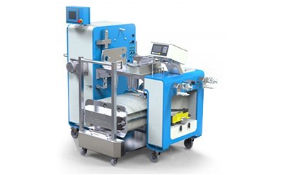 A blue and silver industrial device for large-scale virus filtration with a digital display A blue and silver industrial device for large-scale virus filtration with a digital display