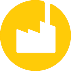 A yellow graphic of a building.