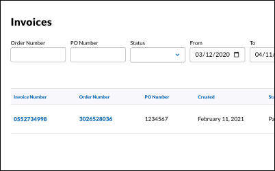 Easy to search Showing the search feature in the invoice center.