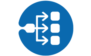 Sequence customization Icon with 3 arrows pointing in different direction for customizability