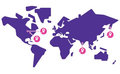 Global R&D capabilities of scalable manufacturing products Worldmap with manufacturing sites pointed out