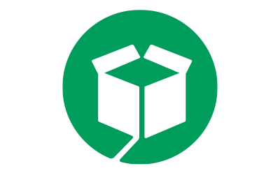 green icon with representation of a shipping box green icon with representation of a shipping box