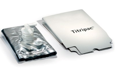 Compressed Titripac® components ready for efficient disposal. A picture of compressed Titripac® packet components ready for efficient disposal.