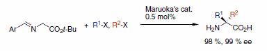 Glycine derived Schiff bases with alkyl halides.