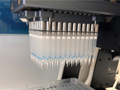 Supel™ Swift DPX HLB 3 mg (bed) Tips Active pick up of Supel™ Swift DPX HLB 3 mg (bed) Tips by an automated liquid handler