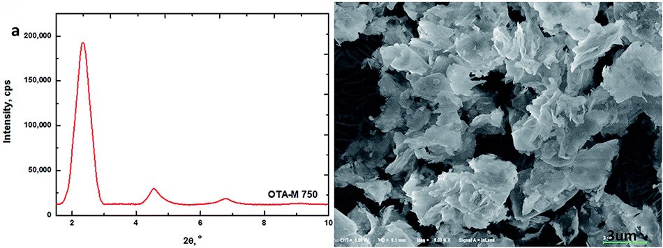 XRD pattern and SEM image of OTA-M750 XRD pattern and SEM image of OTA-M750