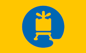 A blue circle with a yellow chromotography equipment icon in its center on a yellow background. 
