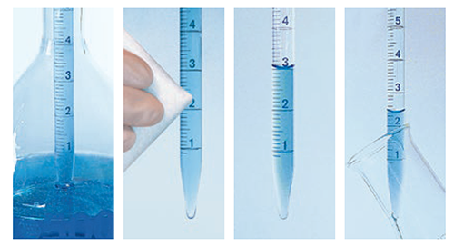 Working with type 2 graduated pipettes is significantly quicker Working with type 2 graduated pipettes is significantly quicker