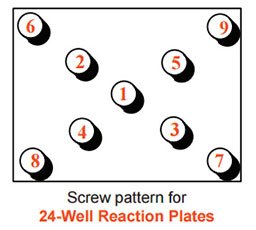 Screw pattern for 24-well reaction plates