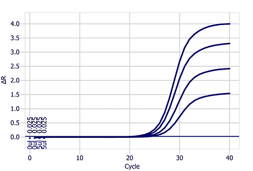 Decrease in background subtracted fluorescence with a decrease in reaction volume Decrease in background subtracted