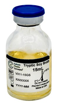 Tryptic Soy Broth- Ready-to-use Bags, Tubes &amp; Ampoules vial capacity × filling volume 20&#160;mL × 15&#160;mL, closure type, blue aluminum rubber septum, suitable for sterility testing, box of 25&#160;vials