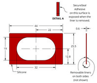 Grace Bio-Labs Press-To-Seal silicone isolator, PSA one side wells, 1 (Rounded rectangle, 19mm x 32mm x 0.6mm depth), (Adhesive one side)