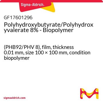 Polyhydroxybutyrate/Polyhydroxyvalerate 8% - Biopolymer (PHB92/PHV 8), film, thickness 0.01&#160;mm, size 100 × 100&#160;mm, condition biopolymer