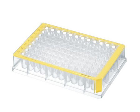 Eppendorf&#174; Deepwell plates, Protein LoBind, 96 wells yellow plate, conical bottom, colorless wells, capacity 500&#160;&#956;L, pkg of 40&#160;ea (5 bags × 8 plates)