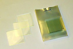 Indium tin oxide coated glass slide, square surface resistivity 30-60&#160;&#937;/sq, slide