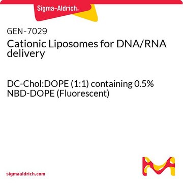 Cationic Liposomes for DNA/RNA delivery DC-Chol:DOPE (1:1) containing 0.5% NBD-DOPE (Fluorescent)