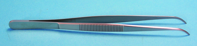 Stainless steel forceps Medium tip, curved