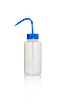 Azlon&nbsp;Square Shoulder Unvented Wash Bottles wide-neck, low-density polyethylene bottle, blue polypropylene closure, capacity 500&#160;mL