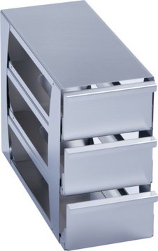 Eppendorf&#174; Upright Freezer Rack Holds 16 x 76&nbsp;mm/3&nbsp;in boxes, (4 x 4) configuration, stainless steel, drawer