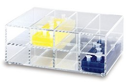 Horizontal storage rack to hold, 8 x 80 well racks, clear acrylic