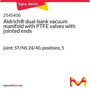 Aldrich&#174; dual-bank vacuum manifold with PTFE valves with jointed ends joint: ST/NS 24/40, positions, 5