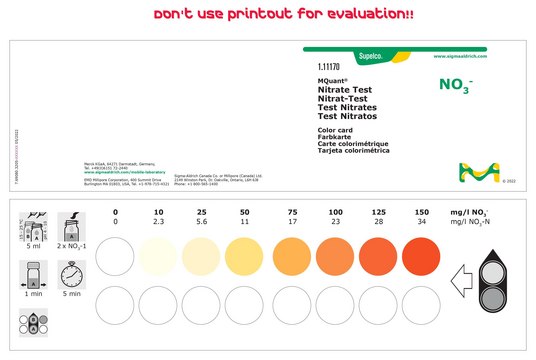 Nitrate Test colorimetric, 10-150&#160;mg/L (NO3-), for use with MQUANT&#174;