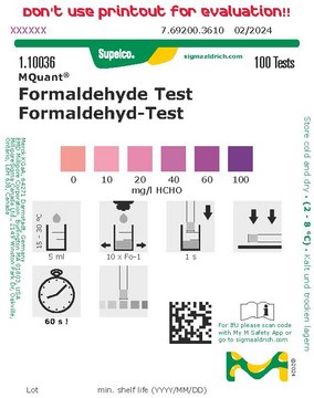 Formaldehyde Test colorimetric, 10-100&#160;mg/L (HCHO), MQuant&#174;