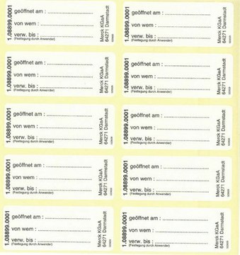 Labels Ge&#246;ffnet am /verw. bis pkg of 100&#160;labels (adhesive)