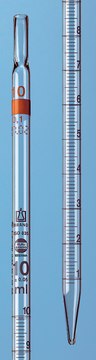 BRAND&#174; SILBERBRAND ETERNA Graduated pipette, Class B, Type 2 10 mL with 0.1 mL graduations, suitable for cotton plugs