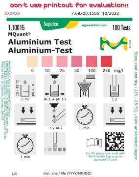 Aluminium Test colorimetric, 10-250&#160;mg/L (Al), MQuant&#174;