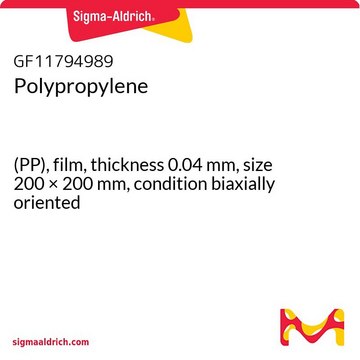 Polypropylene (PP), film, thickness 0.04&#160;mm, size 200 × 200&#160;mm, condition biaxially oriented