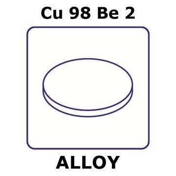 Copper-beryllium alloy, Cu98Be2 foil, 15mm disks, 0.025mm thickness, as rolled