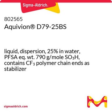 Aquivion&#174; D79-25BS liquid, dispersion, 25% in water, PFSA eq. wt. 790 g/mole SO3H, contains CF3 polymer chain ends as stabilizer