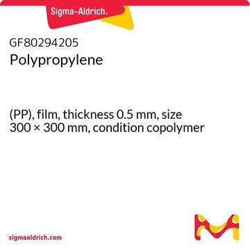 Polypropylene (PP), film, thickness 0.5&#160;mm, size 300 × 300&#160;mm, condition copolymer