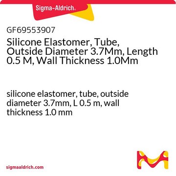 Silicone Elastomer, Tube, Outside Diameter 3.7Mm, Length 0.5 M, Wall Thickness 1.0Mm silicone elastomer, tube, outside diameter 3.7mm, L 0.5&#160;m, wall thickness 1.0&#160;mm