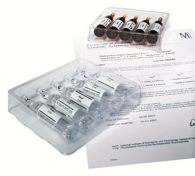 Refractive index standard kit 2 traceable to NIST SRM, traceable to PTB, n20/D 1.4969