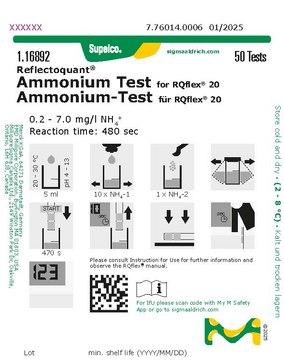 Ammonium Test reflectometric, 0.2-7.0&#160;mg/L (NH4+), for use with REFLECTOQUANT&#174;