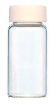 KIMBLE&#174; scintillation vials with attached foamed PE lined PP cap, glass lips on vial transparent borosilicate glass bottle, vial capacity (20&#160;mL), screw cap, case of 500&#160;ea 5x shrink-wrapped trays of 100 vials