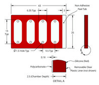 Grace Bio-Labs CoverWell&#8482; perfusion chambers 4 chambers, port diam. 1.5&#160;mm, chamber W × L × thickness 6.35&#160;mm × 19&#160;mm × 2.5&#160;mm