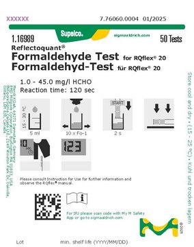 Formaldehyde Test reflectometric, 1.0-45.0&#160;mg/L (HCHO), for use with REFLECTOQUANT&#174;