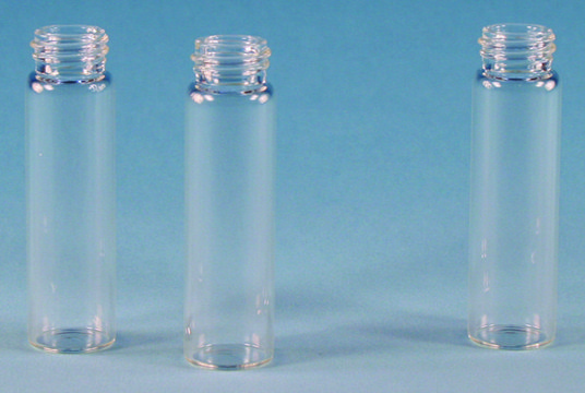 Vials, screw top, clear glass (vial only) volume 7&#160;mL, clear glass vial, thread for 15-425, pkg of 100&#160;ea